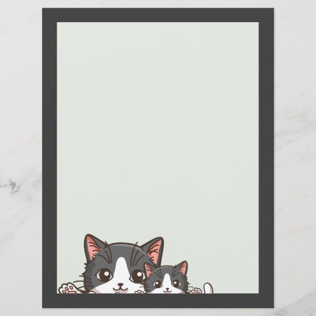 Two happy grey kittens on Paper Sheet (Front)