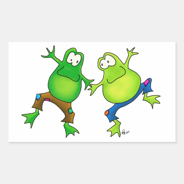 Two Happy Jumping Frog Buddies Rectangular Sticker (Front)