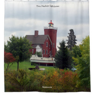 Two Harbours Lighthouse & Boat shower curtain
