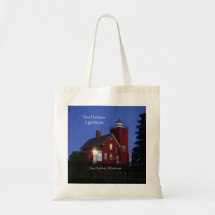 Two Harbours Lighthouse dusk tote bag