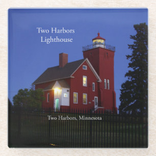 Two Harbours Lighthouse glass coaster