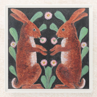 Two Hares by William Bell Scott Glass Coaster