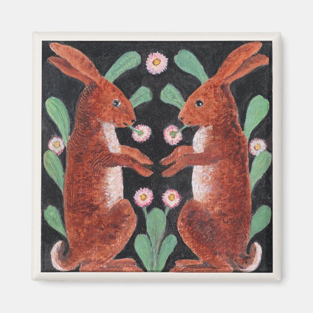Two Hares by William Bell Scott Magnet (Front)