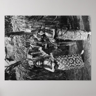 Two Hawaiian Women with Ukalalees Photograph Poster