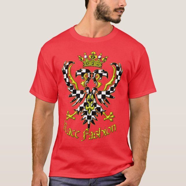 Two Headed Crowned Auto Racing Eagle T-Shirt (Front)