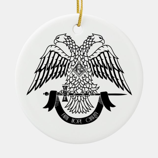 Two-headed eagle as Masonic symbol Ceramic Tree Decoration (Front)