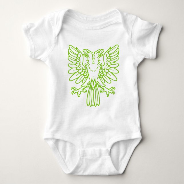 Two Headed Eagle - Martian Green Baby Bodysuit (Front)