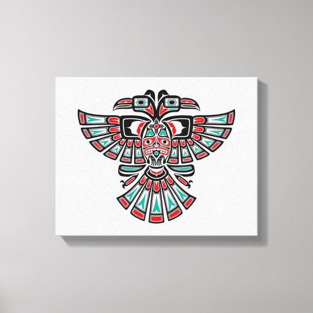 Two Headed Haida Spirit Bird on White Canvas Print (Front)