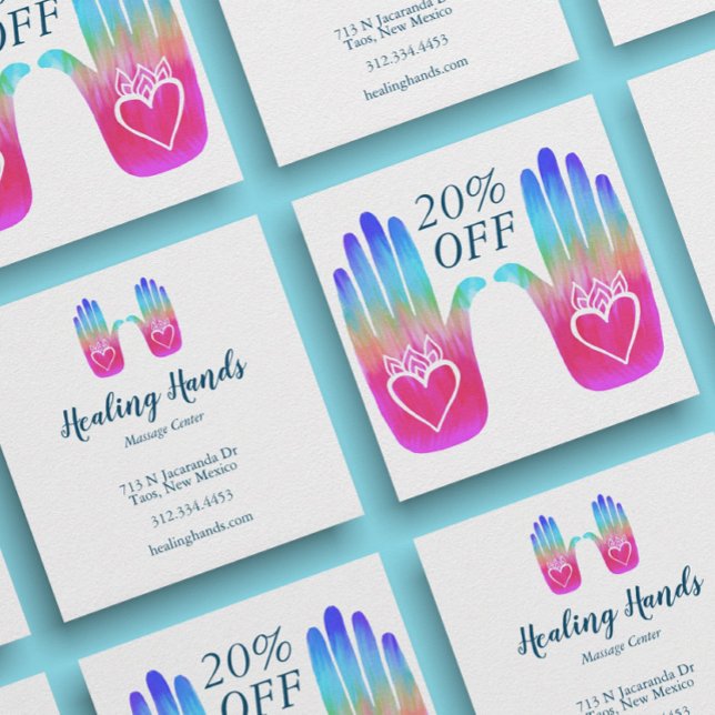 Two Healing Hands Heart Hamsa Colourful Customised Discount Card (Creator Uploaded)