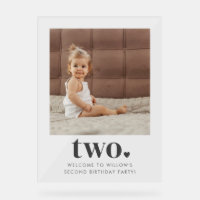 Two Heart Square Photo 2nd Birthday Welcome Sign