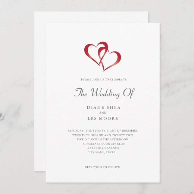 Two Heart Wedding Invitation (Front/Back)
