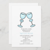 Two Heart Wine Glasses Bridal Shower Invitations