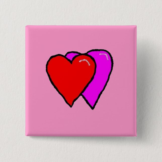 Two Hearts 15 Cm Square Badge (Front)