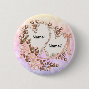 Two Hearts 6 Cm Round Badge