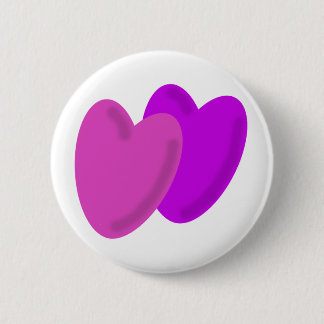 Two hearts beat as one 6 cm round badge