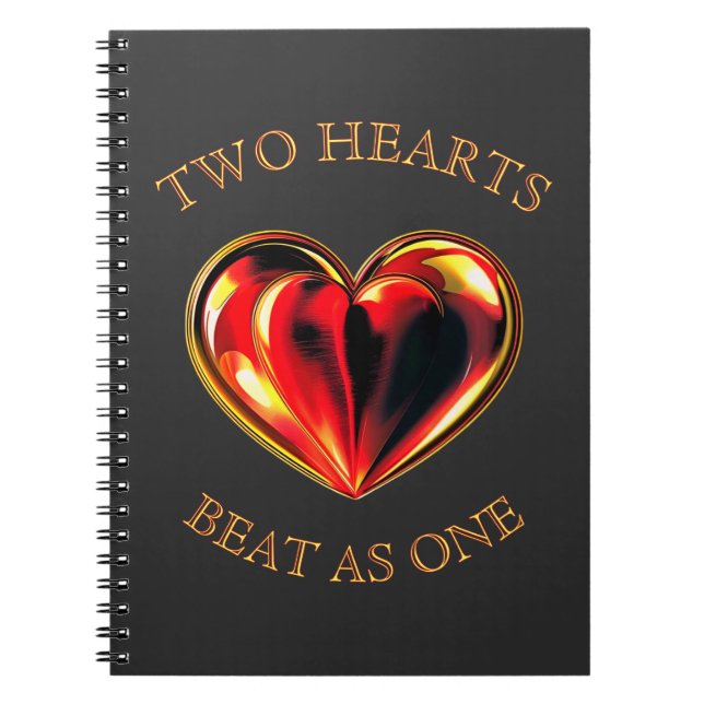 Two Hearts Beat As One Soulmate Valentine Black Notebook (Front)
