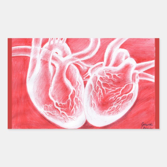 two hearts beating together rectangular sticker (Front)