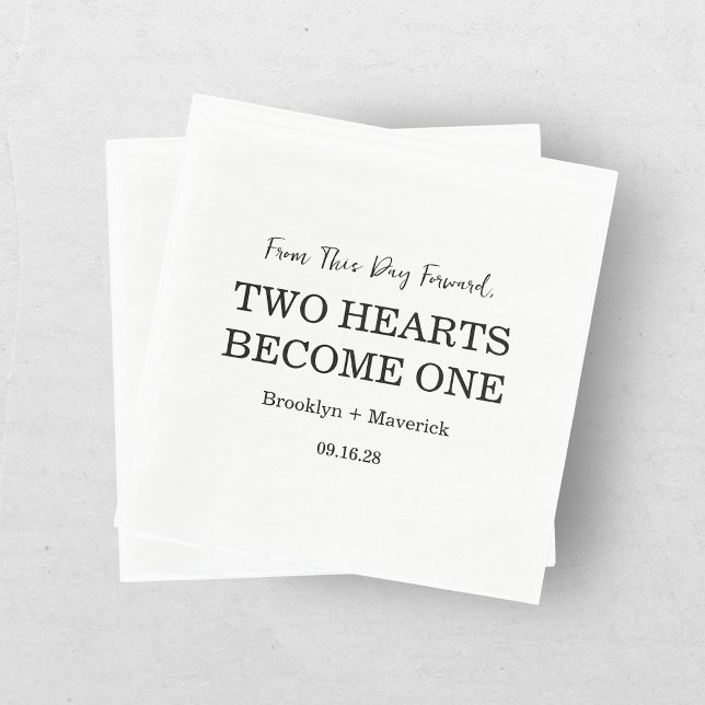 Two Hearts Become One Wedding Reception Napkin (Creator Uploaded)