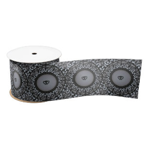 Two Hearts Black Sequin Look Satin Ribbon