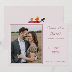 Two Hearts Catholic Flat Save The Date Card