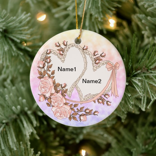 Two Hearts  Ceramic Tree Decoration (Tree)