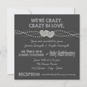 Two Hearts Chalkboard Wedding Invitation