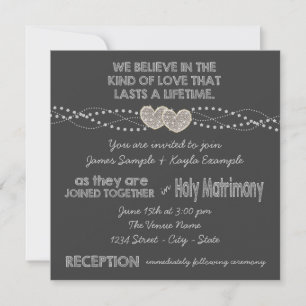 Two Hearts Chalkboard Wedding Invitation
