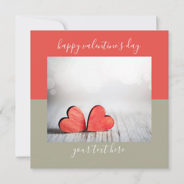 Two Hearts Colorblock  Custom Valentine's Day Card (Front)