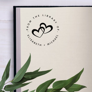 Two Hearts Couple Names From The Library Modern Rubber Stamp