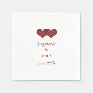 Two Hearts Couple Romantic Custom Name Wedding  Napkin