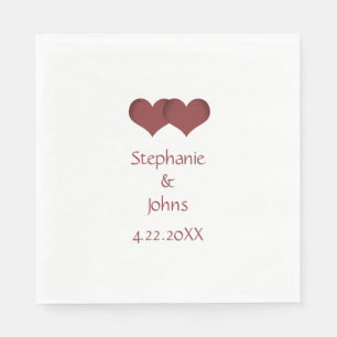 Two Hearts Couple Wedding Romantic Custom Name Napkin