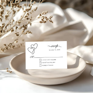 Two Hearts Elegant Script RSVP Card