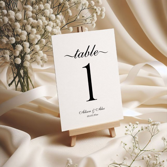 Two Hearts Elegant Script  Table Number (Creator Uploaded)