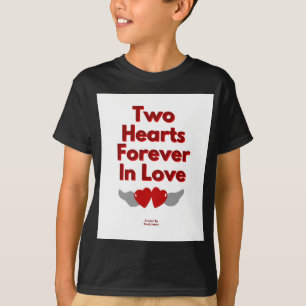 Two Hearts Forever In Love Boys Black T Shirt