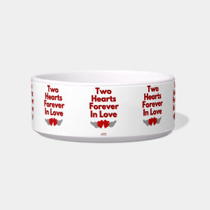 Two Hearts Forever In Love Ceramic Pet Bowl