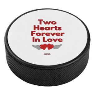 Two Hearts Forever In Love Hockey Puck