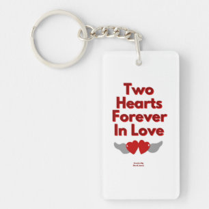 Two Hearts Forever In Love Rectangle Key Chain