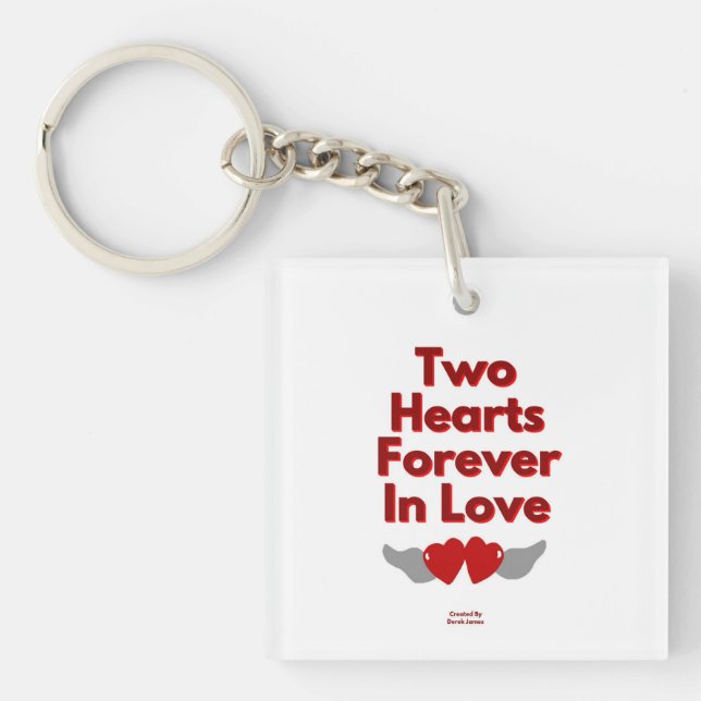 Two Hearts forever In Love Square Key Chain (Front)