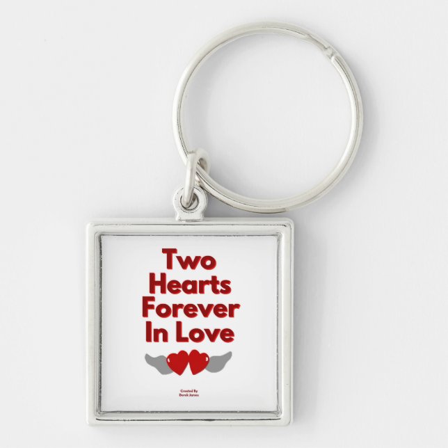 Two Hearts Forever In Love Square Key Chain (Front)