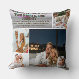 Two Hearts, Four Years, Forever to Go. Couple Co Cushion