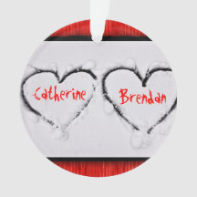 Two Hearts Fresh White Snow Red Corrugated Metal