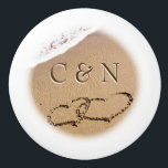 Two Hearts In The Sand Ceramic Knob<br><div class="desc">Two romantic hearts drawn in the sand. This image is perfect for wedding, anniversary, honeymoon, valentine's day, and any love related occasion. You can easily personalise it by adding your text for a unique personalised birthday message. For further customisation click CUSTOMIZE to adjust the text size, position, colour or font....</div>