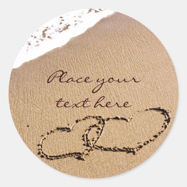 Two Hearts In The Sand Classic Round Sticker (Front)
