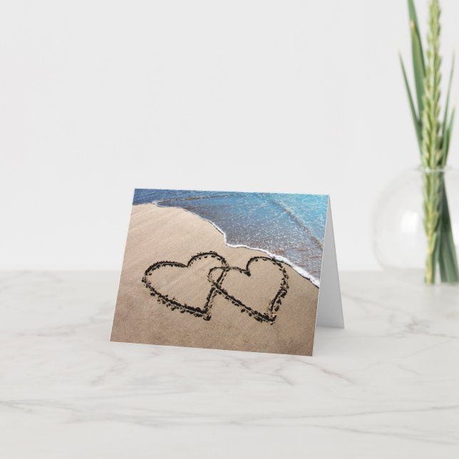 Two Hearts In The Sand Greeting Card (Front)