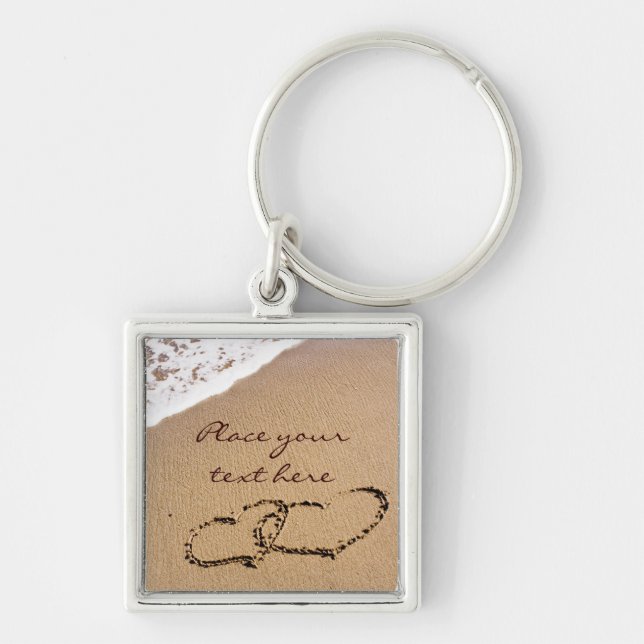 Two Hearts In The Sand Key Ring (Front)