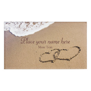 Two Hearts In The Sand Name Tag