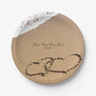 Two Hearts In The Sand Paper Plate