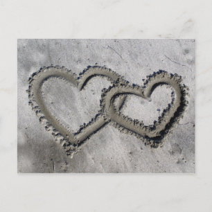 Two hearts in the sand postcard