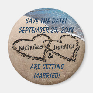 Two Hearts In The Sand Save The Date Magnet