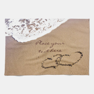 Two Hearts In The Sand Tea Towel
